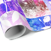 Papier Cadeau Feuilles en carreaux rose Abstrait Motif (Coin rond)