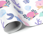 Papier Cadeau Feuilles en papier d'enveloppement de sirène douce (Coin rond)