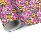 Papier Cadeau Feuilles et fleurs tropicaux (Coin rond)