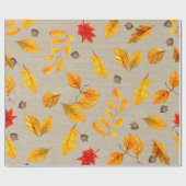Papier Cadeau Feuilles et glands d'automne (Plat)