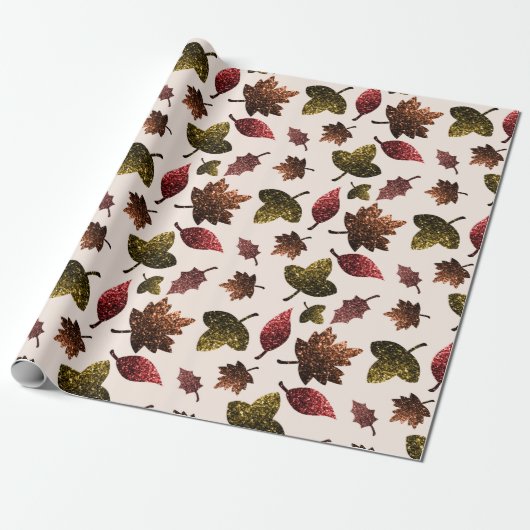 Papier Cadeau Feuilles étincelants automne étincelants motif (Déroulé)