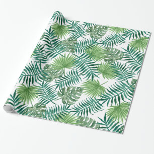 Papier Cadeau Feuilles exotiques verts