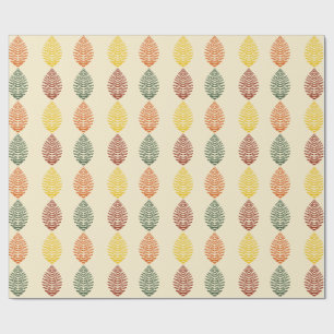 Papier Cadeau Feuilles Géométriques Couleurs d'Automne