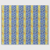 Papier Cadeau Feuilles jaune et bleu (Plat)