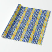 Papier Cadeau Feuilles jaune et bleu (Déroulé)