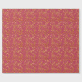 Papier Cadeau Feuilles magenta et or (Plat)