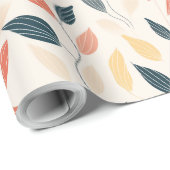 Papier Cadeau Feuilles minimalistes (Coin rond)