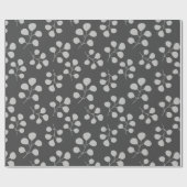 Papier Cadeau Feuilles modernes Eucalyptus gris et noir (Plat)