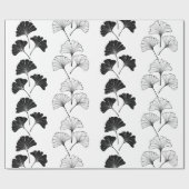 Papier Cadeau Feuilles noirs et blancs (Plat)