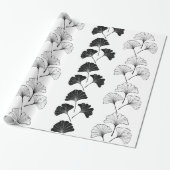 Papier Cadeau Feuilles noirs et blancs (Déroulé)