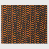 Papier Cadeau Feuilles - Orange sur noir (Plat)