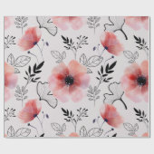 Papier Cadeau Feuilles oranges délicats et modernes (Plat)