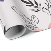 Papier Cadeau Feuilles oranges délicats et modernes (Coin rond)