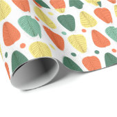 Papier Cadeau Feuilles peints de couleur, cadre d'affaires brill (Coin rond)