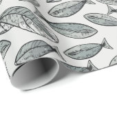 Papier Cadeau Feuilles poissons (Coin rond)