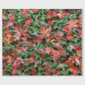 Papier Cadeau Feuilles - Rouges et Vertes (Plat)
