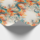 Papier Cadeau Feuilles sarcelle et orange (Coin)