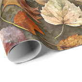 Papier Cadeau Feuilles sèches d'automne 02 (Coin rond)