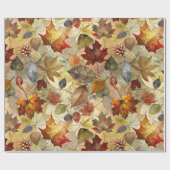 Papier Cadeau Feuilles secs d'automne (Plat)