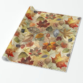 Papier Cadeau Feuilles secs d'automne (Déroulé)