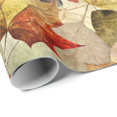 Papier Cadeau Feuilles secs d'automne (Coin rond)