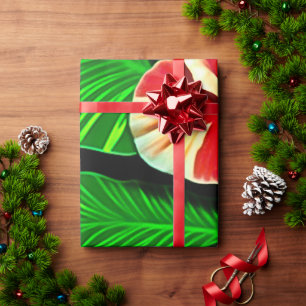 Papier Cadeau Feuilles tropicales colorées et fleurs d'Hibiscus