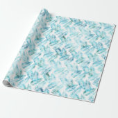 Papier Cadeau Feuilles tropicaux Aqua Blue (Déroulé)