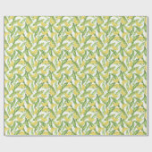 Papier Cadeau Feuilles tropicaux, bananes, motif aquarelle. (Plat)