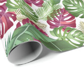 Papier Cadeau Feuilles tropicaux de Monstera et Palm (Coin rond)