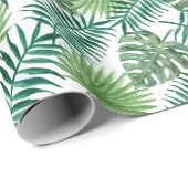 Papier Cadeau Feuilles tropicaux de Monstera et Palm (Coin rond)
