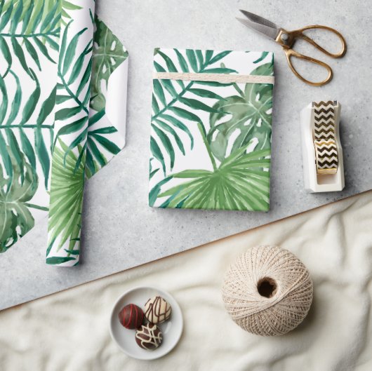 Papier Cadeau Feuilles tropicaux de Monstera et Palm (Artisanat)