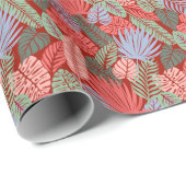 Papier Cadeau Feuilles Tropicaux Doodle : Tiré À La Main Noire (Coin rond)