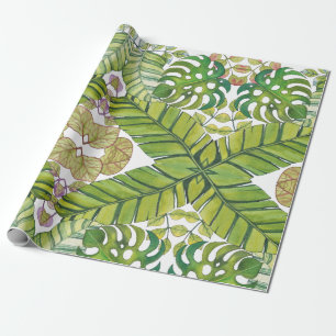 Papier Cadeau Feuilles Tropicaux En Aquarelle