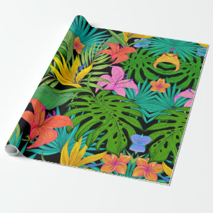 Papier Cadeau Feuilles tropicaux exotiques, Papier d'enveloppeme