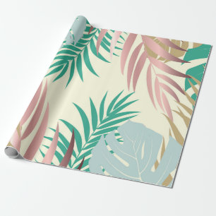 Papier Cadeau Feuilles tropicaux mignons