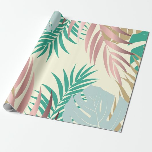 Papier Cadeau Feuilles tropicaux mignons (Déroulé)