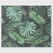 Papier Cadeau Feuilles tropicaux, monstère, feuille de bananier, (Plat)