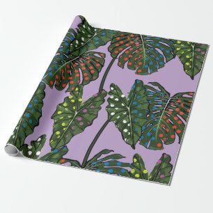 Papier Cadeau Feuilles tropicaux motif continu sur pop coloré a