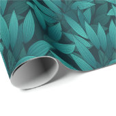 Papier Cadeau Feuilles tropicaux rayonnants (Coin rond)