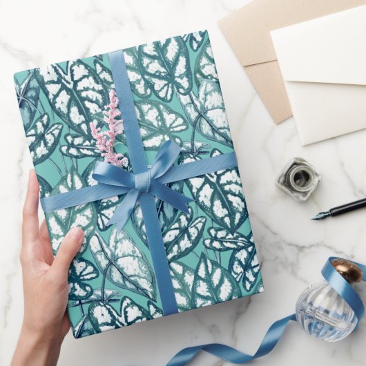 Papier Cadeau Feuilles tropicaux Turquoises bleus (Cadeaux)