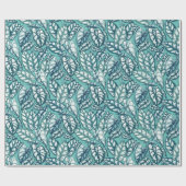 Papier Cadeau Feuilles tropicaux Turquoises bleus (Plat)