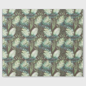 Papier Cadeau Feuilles Tropicaux Vert Brun  (Plat)