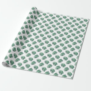 Papier Cadeau Feuilles tropicaux verts, motif aquarelle