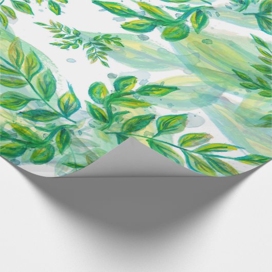 Papier Cadeau Feuilles Vert Et Jaune (Coin)