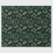 Papier Cadeau Feuilles Vert Foncé (Plat)