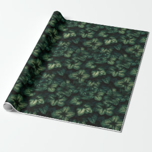 Papier Cadeau Feuilles Vert Foncé