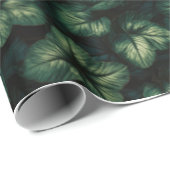 Papier Cadeau Feuilles Vert Foncé (Coin rond)