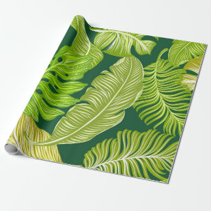 Papier Cadeau feuilles vertes tropicales
