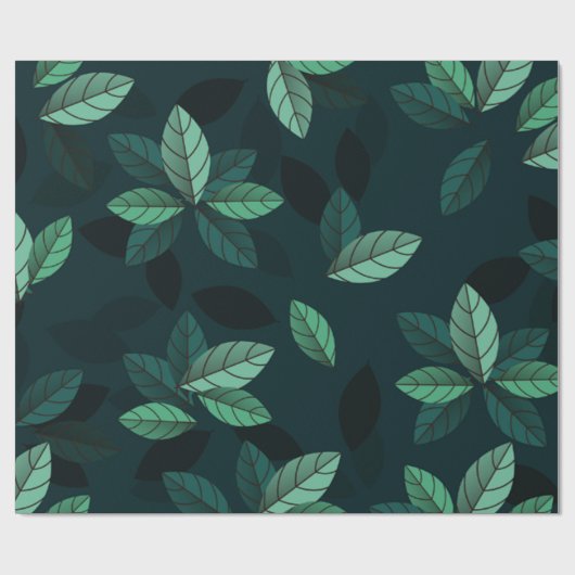 Papier Cadeau Feuilles verts (Plat)