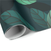 Papier Cadeau Feuilles verts (Coin rond)
